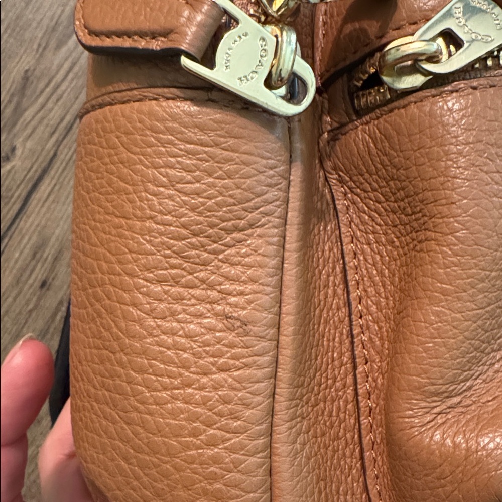 Coach Pebbled Leather Backpack in Tan with Gold Hardware - Picture 3 of 7